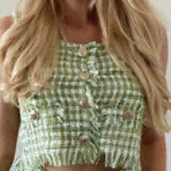 Zara Tops - Zara Cropped Frayed Tweed Vest Medium